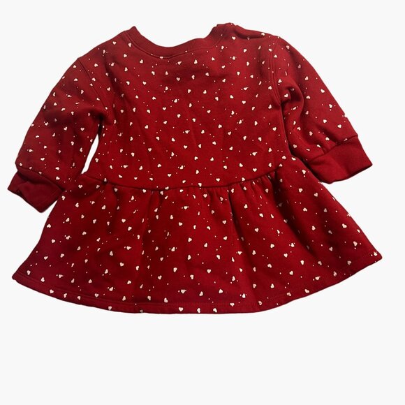 Baby GAP Red Peplum Sweatshirt Dress Infant Girls Size 12-18 months Heart Pullov - Picture 4 of 4